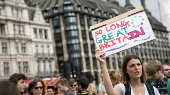 Protesters in Parliament Square, London, 25 June