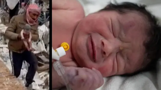 رضيعة تنجو بأعجوبة بعدما وُلدت وسط الأنقاض