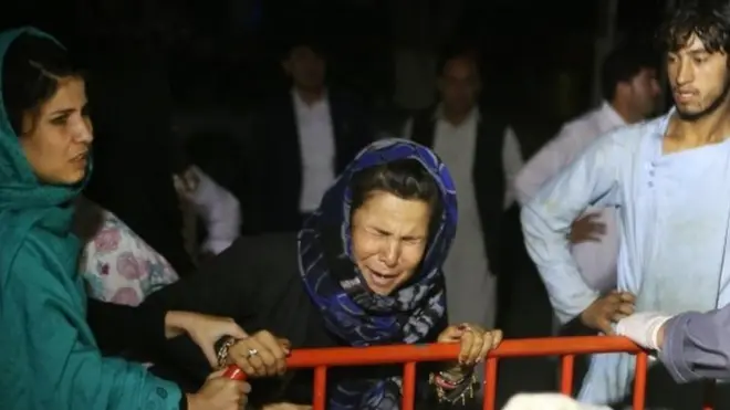 Worried relatives gathered outside a hospital in Kabul