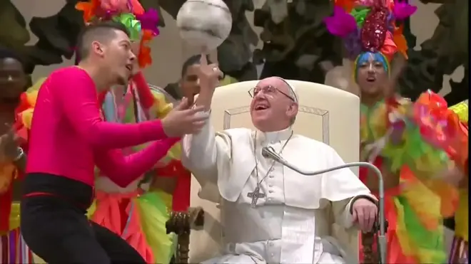 Pope Francis spinning ball