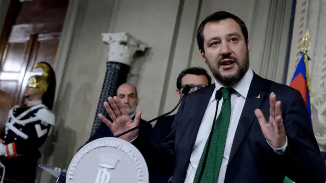 İtalya'da yeni hükümet ortaklarından aşırı sağcı Lig Parti lideri Matteo Salvini