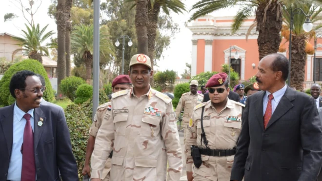 Hogganaa Itti - aanaa Mana Maree ce'umsaa kan Sudaan Letinaant Janaraal Mohaammad Hamdan Dagaloo [Hemeti] fi Pirezidantii Ertiraa Isaayyaas Afawarqi