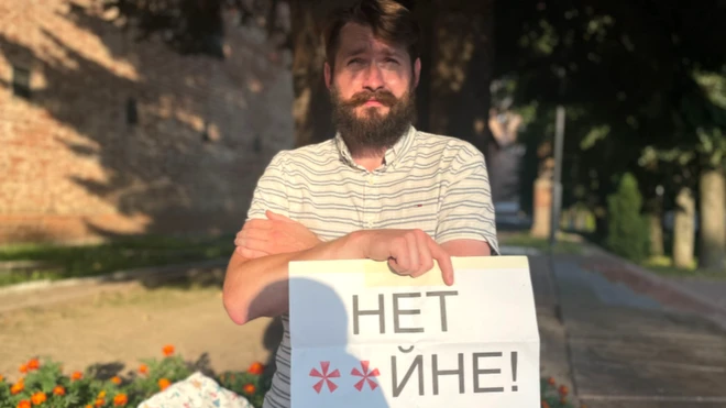Vitaly began his daily protest when Russia invaded Ukraine in February, and has missed only three days since