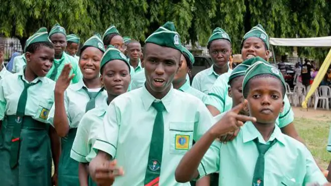 Students of Command Day Secondary School, Oshodi, afta dem march for di 2024 Children Day celebration