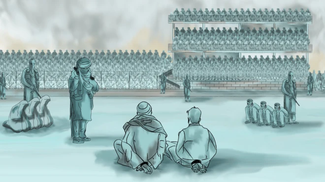 رسم توضيحي لعقاب عام في أحد الملاعب