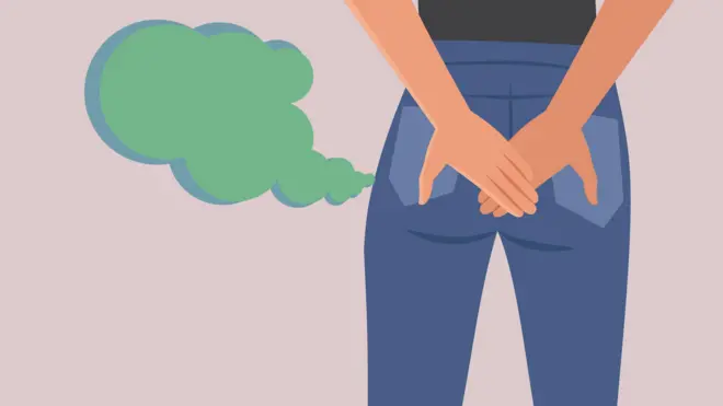 Gaz çıkaran birinin illüstrasyonu