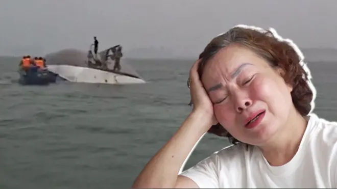 一名在下龍灣船難事故中失去兒子的母親悲傷痛苦