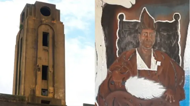 Aworan ile Aarẹ Latooṣa ati aworan afọwọya rẹ. 