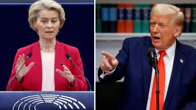 European Commission President Ursula von der Leyen and US President Donald Trump
