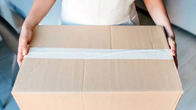 Pessoa segurando caixa 