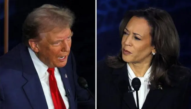 كامالا وترامب خلال المناظرة