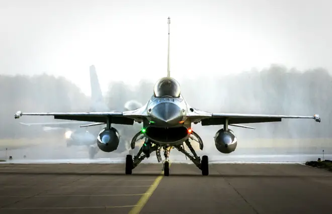 An F-16 fighter jet