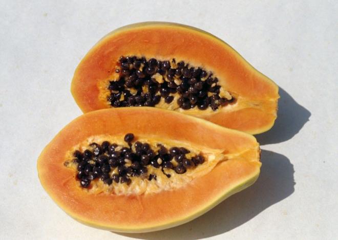 Fruit exotique appartenant à la famille des Caricacées, la papaye, originaire d’Amérique tropicale