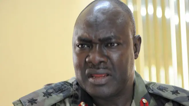A head and shoulders image of Rabe Abubakar wearing a military uniform.