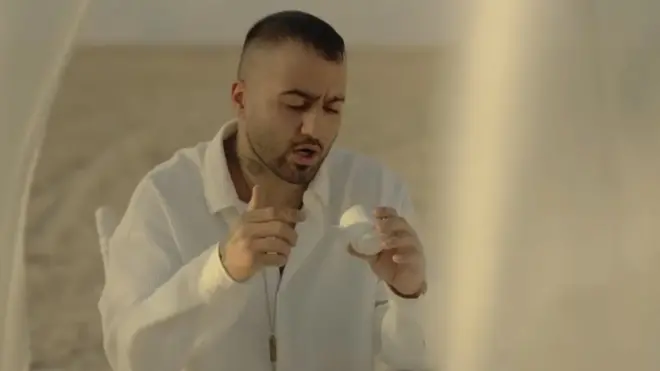 A screen grab from one of Salehi's music videos, in which he foretells the future of the Iranian regime