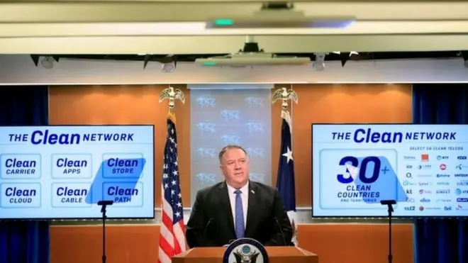 美国国务卿蓬佩奥周三（8月5日）宣布进一步加大"净网行动"（Clean Network）。