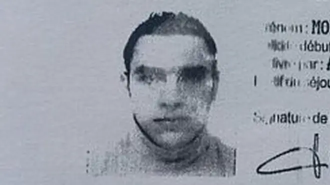 La policía de Niza publicó una copia del permiso de residencia de Mohamed Lahouaiej Bouhlel.