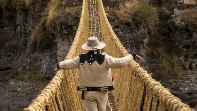 Crossing the new bridge