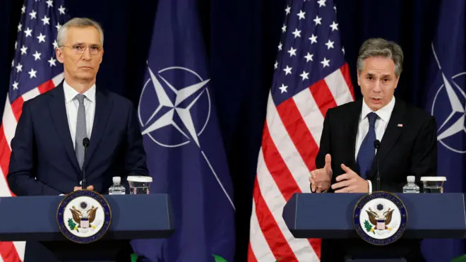 NATO Genel Sekreteri Jens Stoltenberg ile ABD Dışişleri Bakanı Antony Blinken