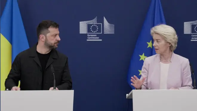 澤連斯基與馮德萊恩舉行聯合記者會