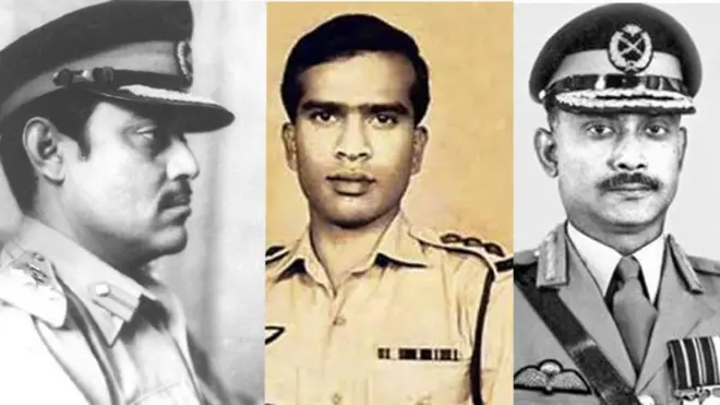 बाएं से- खालिद मुशर्रफ, कर्नल ताहिर और जियाउर रहमान