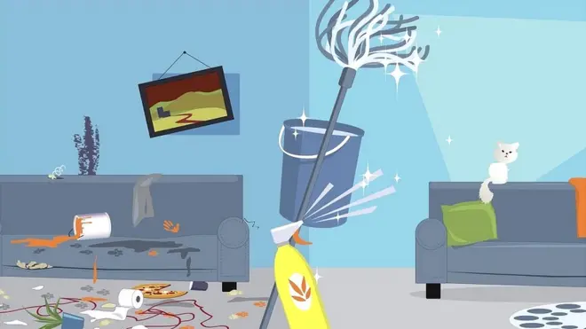 Imagen de una casa sucia y otra limpia