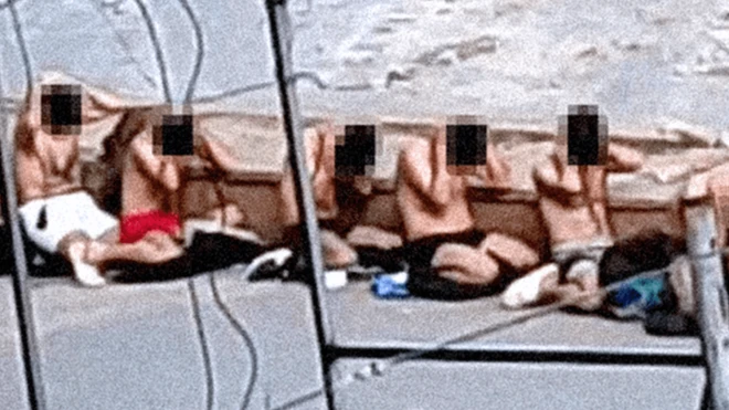 Footage supplied to the BBC showed medics detained at Nasser hospital stripped down and kneeling outside