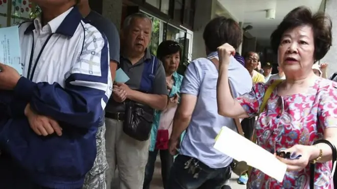 台湾国民党主席选举投票现场