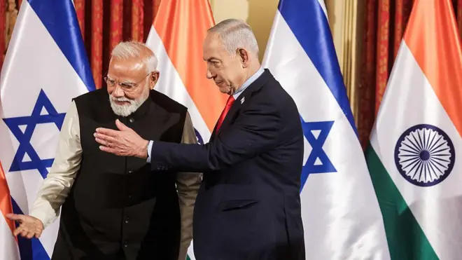 प्रधानमंत्री नरेंद्र मोदी और इसराइली प्रधानमंत्री बिन्यामिन नेतन्याहू