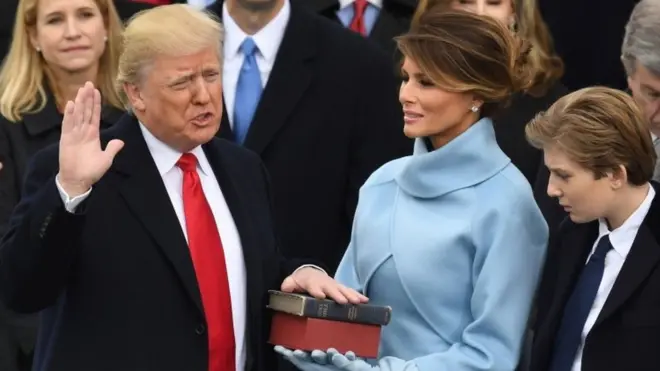 Donald Trump is sworn in as US president