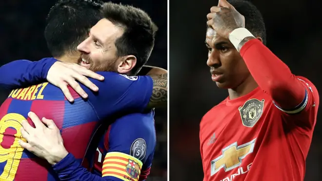 Футболисты "Барселоны" и "Манчестера"