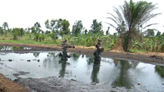 An abandoned, disused oil well in Ogoni Territory, Nigeria