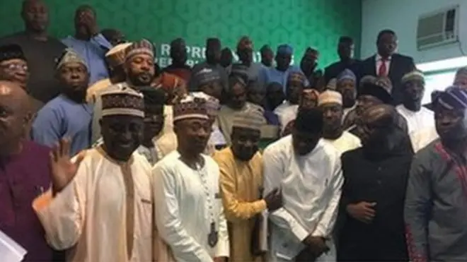 Dis na some of di honorables on Tuesday afternoon inside di House of Representatives