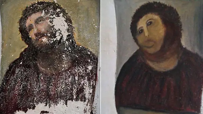 በዕድሜ ብዛት አርጅቶ የነበረው ሥዕልና ለማደስ በተደረገ ሙከራ የተበላሸው ሥልዕ