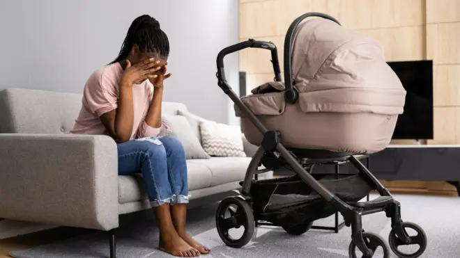 Foto of woman wit baby for carrier