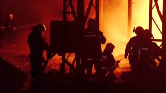 Officials say targets include a thermal power station and water facilities.