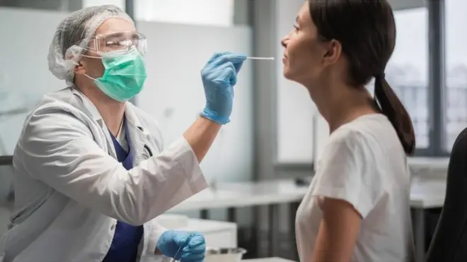 Patient having a PCR test