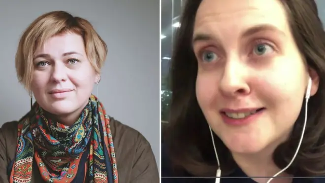 Журналістку видання "Такие Дела" Анастосію Лотарєву (ліворуч) та кореспондентку каналу "Дождь" Євгенію Зобніну українські прикордонники не пропустили з однаковою причною - "не підтвердили мету візиту"