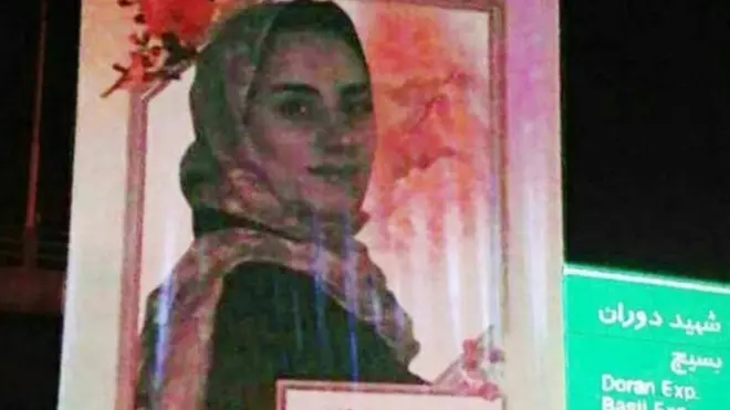 An image of prize-winning mathematician Maryam Mirzakhani on a billboard in Tehran in a new campaign set up by the city's mayor