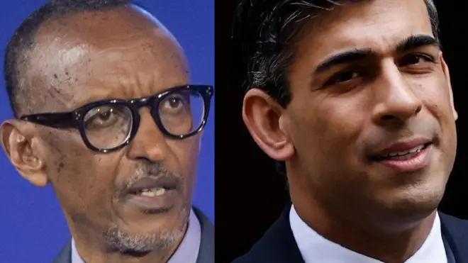Ifoto ifatanyije ya Perezida Kagame na Minisitiri w'intebe Sunak 