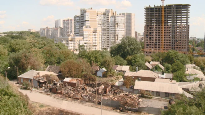 выгоревший район в Ростове-на-Дону