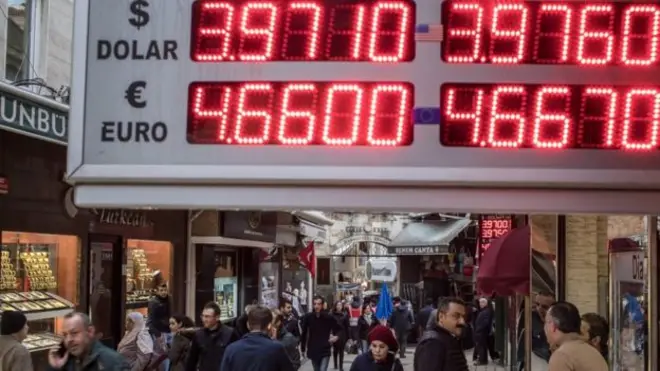 در همان زمان که ارزش ریال ایران در برابر دلار آمریکا با کاهشی چشمگیر همراه شد و نهایتا منجر به واکنش دولت و بانک مرکزی و محدود کردن بازار خرید و فروش دلار گردید، لیر ترکیه هم روند مشابهی در پیش گرفته بود و نهایتا کاهش بی سابقه ۵ درصدی ارزش لیر در برابر دلار در یک روز و رسیدن به نرخ برابری تاریخی ۴.۹ در روز چهارشنبه، موجب واکنش سریع بانک مرکزی ترکیه و افزایش نرخ بهره بانکی به منظور تعدیل تقاضا برای دلار گردید.