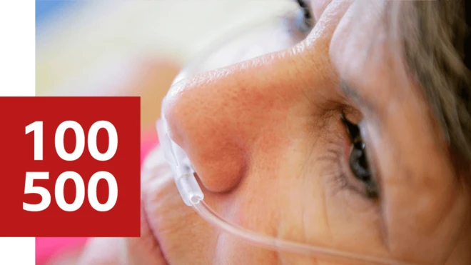 Женщина в кислородной маске