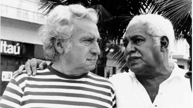 Jorge Amado e Dorival Caymmi no Rio de Janeiro em 1977