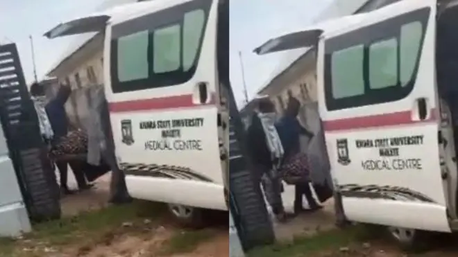 Àwòrán bí wọ́n ṣe ń gbé òkú àwọn akẹ́kọ̀ọ́ náà sínú ọkọ̀