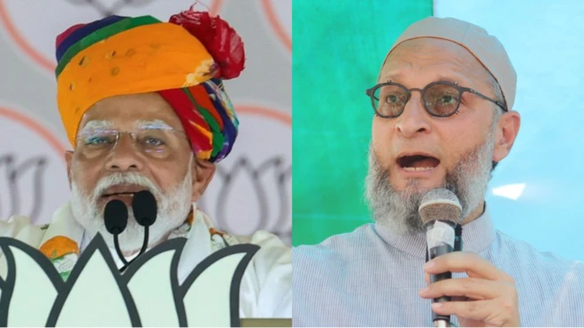 पीएम मोदी और औवेसी 