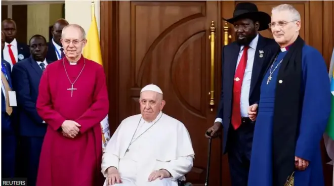 Pope Francis, Biṣọbu agbaijọ Canterbury, aarẹ South Sudan lasiko abẹwo rẹ