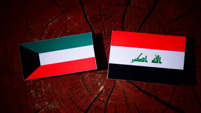 العلم الكويتي مع العلم العراقي