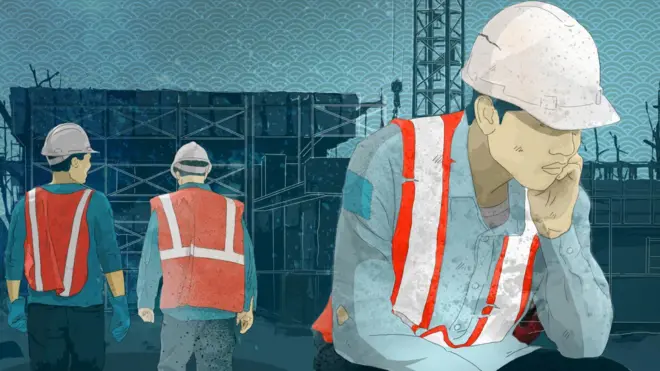 رسم توضيحي لعمال من كوريا الشمالية