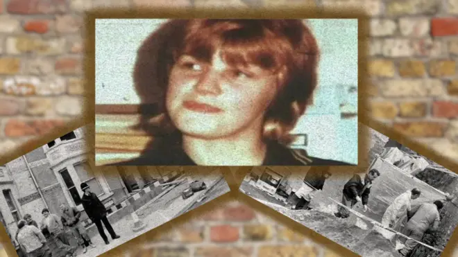 Колаж - фото Карен Прайс та дві чорно-білі фотографії місця злочину